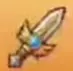 Knife V with a pale blade, ornate gold guard, and blue jewel.