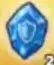 Blue Protection Stone with a shield emblem.